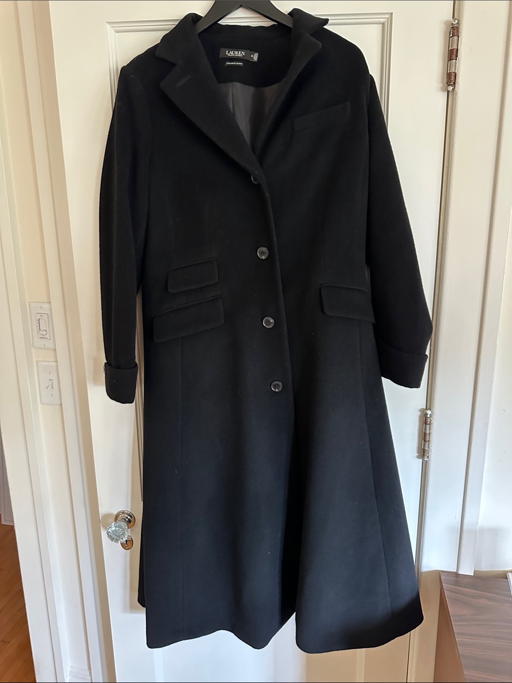 Ralph Lauren Black Wool Maxi A Line Coat